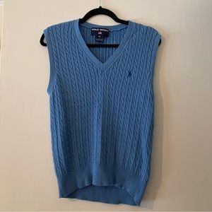Blue polo sweater vest